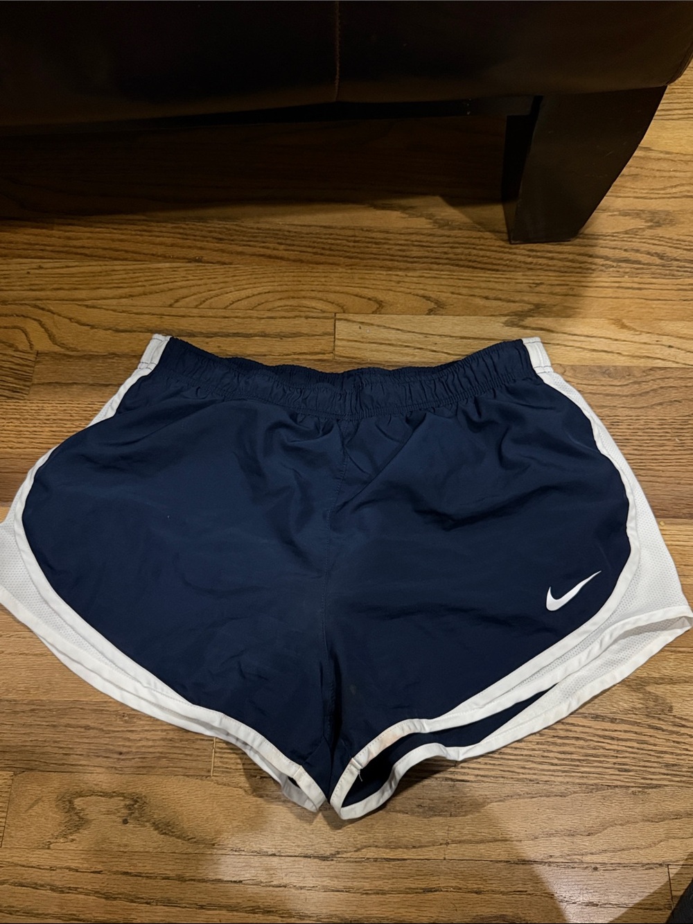 Nike Women's Navy and White Athletic Running Shorts